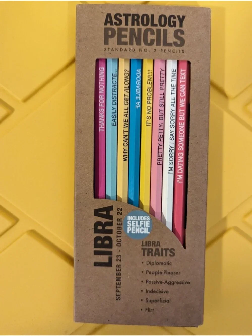 Astrology Libra Pencil Set With Fun Zodiac Traits & Sayings Standard No. 2 Penci